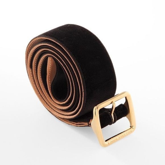 Louis Vuitton Accessories - Louis Vuitton Velvet Leather Backed Branded Logo Buckle Belt